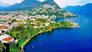 LUGANO Switzerland  incredible and amazing view from a drone [upl. by Drarig]