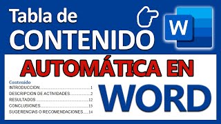 🛑 Cómo crear Tabla de CONTENIDO AUTOMÁTICA🏹 en Word 2022 muy Fácil [upl. by Notpmah]