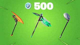 Best 500 Vbucks Pickaxes on Fortnite Best Uncommon Pickaxes [upl. by Elimac685]