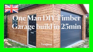 One man DIY timber garage build in 25 minutes  timelapse [upl. by Yard120]