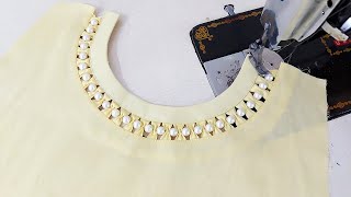 सबसे खूबसूरत और नया Neck Design बनाना सीखें  Beautiful Neck Design with Pearls [upl. by Swarts]