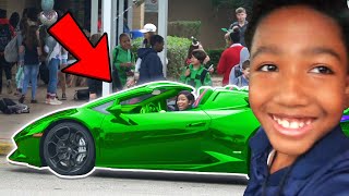 Picking Up Little Brother From School in LAMBORGHINI [upl. by Wald]