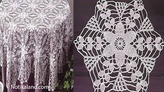 Crochet motif patterns for tablecloth Part 4 How to crochet tablecloth Diy crochet tablecloth [upl. by Slyke]