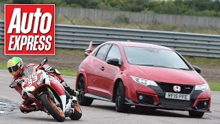 Honda Civic Type R vs CBR1000RR Fireblade SP  car vs bike track battle [upl. by Ettebab]