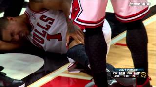 Derrick Rose ACL Knee Injury  4282012 2012 NBA Playoffs Game 1 [upl. by Anerda]