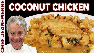 Coconut Crusted Chicken with Thai Curry Shrimp  Chef JeanPierre [upl. by Amla]