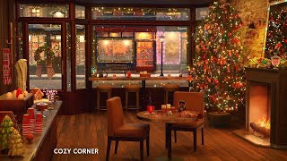 Cozy Christmas Coffee Shop Ambience with Christmas Music Fireplace and Coffee Shop Background Noise [upl. by Kcirddet]