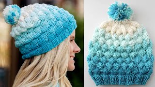 Bubble Beanie Hat Pattern for Knitters [upl. by Dylan269]