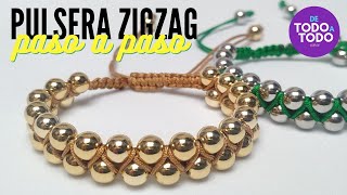 Cómo hacer una pulsera en ZIGZAG con balines o piedras [upl. by Dian]