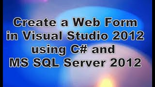 Create a Web Form and submit the data into SQL Server [upl. by Ardnekal]