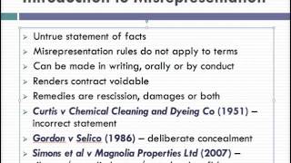 Misrepresentation Lecture 1 of 4 [upl. by Neelhtac]