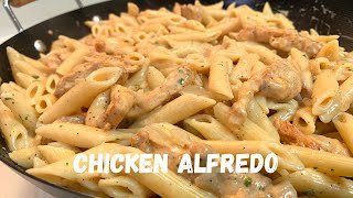 Lazy Creamy Chicken Alfredo Pasta Recipe  Alfredo From A Jar [upl. by Yllom]