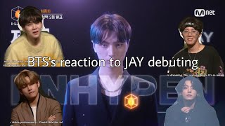 English subtitle BTSs reaction to ENHYPENs JAY debuting [upl. by Marmaduke]