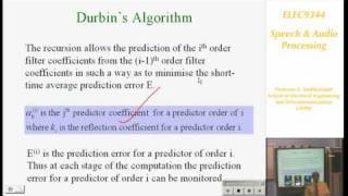 Speech and Audio Processing 3 Linear Predictive Coding LPC  Professor E Ambikairajah [upl. by Yauqaj]