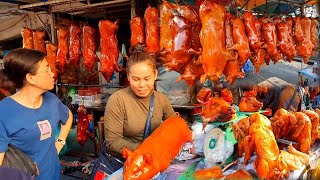 Popular Roasted Pig at Orussey Market  Cambodian Street Food [upl. by Leahcimdivad]