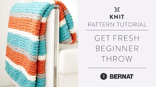 Beginner Knit Throw with Bernat Blanket Yarn [upl. by Rausch]