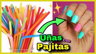 UÑAS POSTIZAS CON PAJITAS de PLÁSTICO  NatyGloss [upl. by Cony]