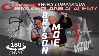 Bryson DeChambeau Driver 2020—Moe Norman Single Plane Swing Comparison RARE 180° Face On amp Top View [upl. by Yalhsa518]