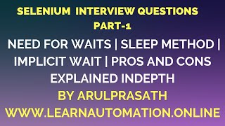 Selenium Interview Questions  PART1  Implicit Wait Explained in Depth  Tamil [upl. by Ronyar]