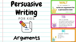 Persuasive Writing for Kids 3  Arguments [upl. by Aeiram759]