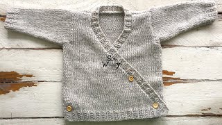 Baby Kimono knitting pattern Cardigan Jacket  Part 1  So Woolly [upl. by Pontus641]