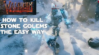 Valheim Guides  How to Safely and Easily Kill Stone Golems [upl. by Latta]