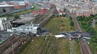 Genova crolla ponte Morandi il disastro ripreso dal drone [upl. by Colver596]