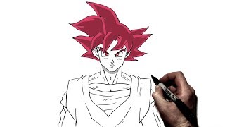 How to Draw Goku SSJ God Red  Step By Step  Dragonball [upl. by Aela963]