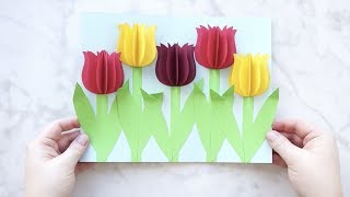 Gorgeous 3D Paper Tulip Flower Craft [upl. by Atikin991]