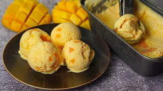 Mango Ice Cream Recipe  Homemade Mango Ice Cream Recipe Without Condensed Milk  Yummy [upl. by Aihsak]