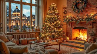 Beautiful Relaxing Christmas Music 🎄 Crackling Fireplace Sounds🔥Christmas Ambience [upl. by Ahseekat]