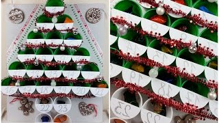 TUTORIAL CALENDARIO dellAVVENTOALBERO di NATALE con BICCHIERI DIY [upl. by Ahsinav]