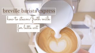 how to steamfroth milk with breville barista express  a beginners guide [upl. by Eylloh]