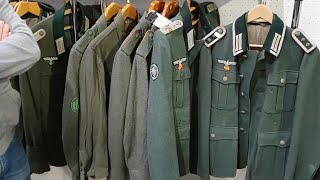 Nazi WW2 uniform and headgear on Kassel military antiques show18 [upl. by Ardnekal]