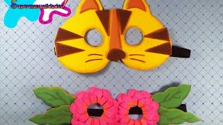 Antifaz de fomi Gatito y flores ∞SUPERMANUALIDADES∞ [upl. by Assiran486]