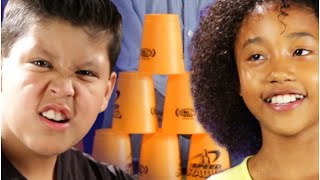 Kids Try The Cup Stacking Challenge [upl. by Combe]