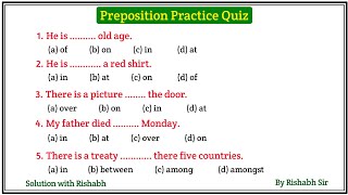 Preposition objective questions  Preposition in english grammar  Prepositions practice exercises [upl. by Esaele]