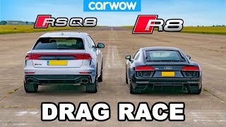 Audi R8 vs RSQ8 DRAG RACE [upl. by Ahseuqram51]