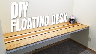 DIY Floating Desk with AWESOME Computer Cable Management  How to  Home Office Makeover Part 1 [upl. by Lanita]