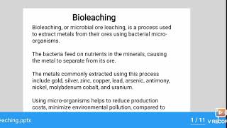 What is bioleaching part1 [upl. by Glassman8]