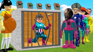 Scary Teacher 3D vs Squid Game Become Superhero Nick Hulk Escape from prison cell 5 Times Challenge [upl. by Pyle691]