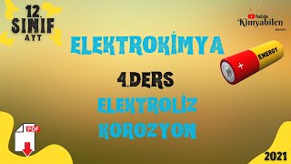 ELEKTROKİMYA  ELEKTROLİZ  KOROZYON  12 KİMYA  AYT KİMYA [upl. by Naman]