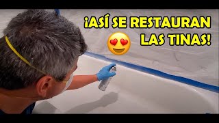 RESTAURACIÓN DE TINA de baño con EPOXY en spray🛁✨ [upl. by Gerry]