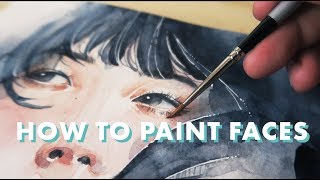 HOW TO PAINT FACES WITH WATERCOLOR  Tutorial  QampA [upl. by Larue]