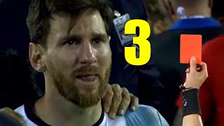 Lionel Messi All 3 RED CARDS In Career [upl. by Hewes811]