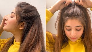 Simple and cute hairstyle for everyday  wajeeha [upl. by Palmira]