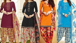 Printed Salwar With Plain Kameez Panjabi Patiyala Suit Design 2020 [upl. by Roscoe663]