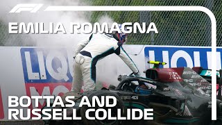 Bottas amp Russell Collide at Imola  2021 Emilia Romagna Grand Prix [upl. by Aleek]