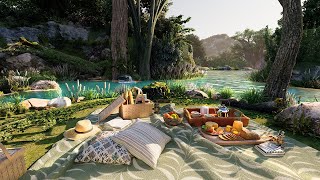 Summer Day Ambience 🌿🌞 Relaxing Lakeside Picnic On A Beautiful Sunny Day With Calming Nature Sounds [upl. by Barby]