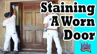 STAINING A DOOR How to refinish a door Door glazing tips [upl. by Judi881]